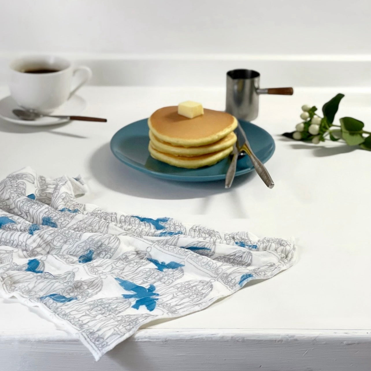 Shirayuki Japanese Fine Mesh Kitchen Cloth - Gray Blue Birds