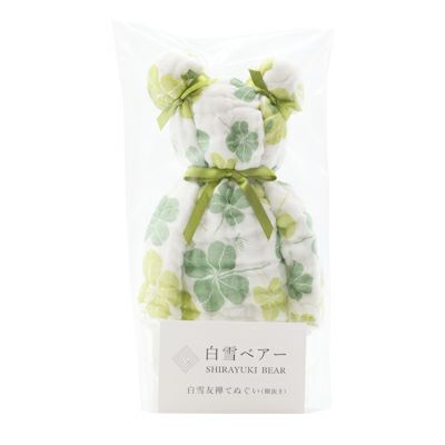 Limited Edition Bear-Wrapped Hand Towel - Green Lucky Clover