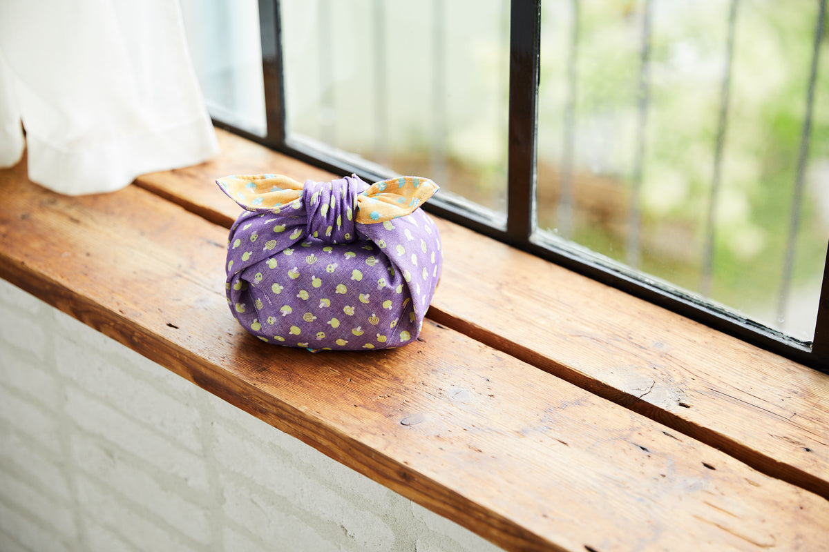 LIMITED / DISCONTINUED: Shirayuki Japanese Tea Towel - Violet & Brown, Fairy Ring