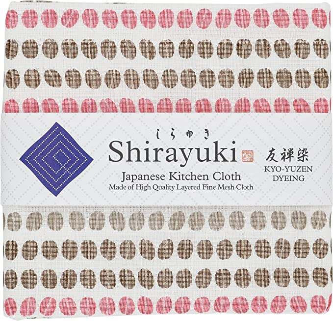Shirayuki Japanese Fine Mesh Kitchen Cloth - Pink Coffee Beans