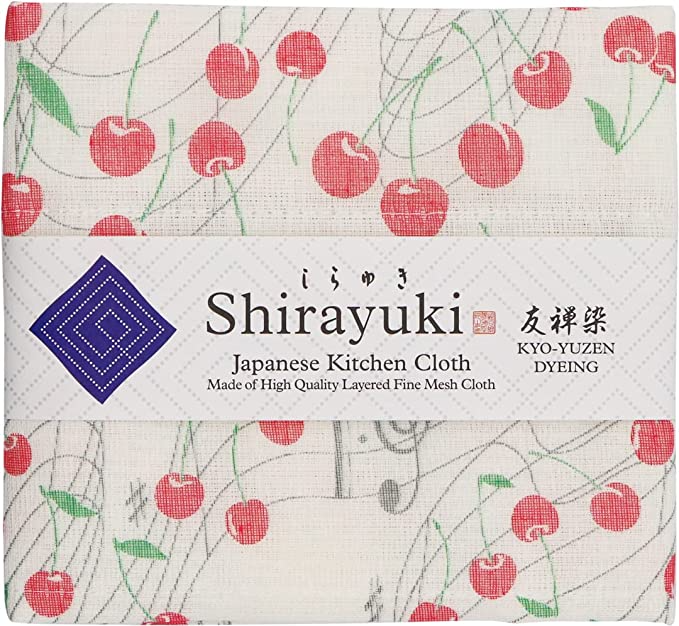 Shirayuki Japanese Fine Mesh Kitchen Cloth - Red, Melody of Cherry