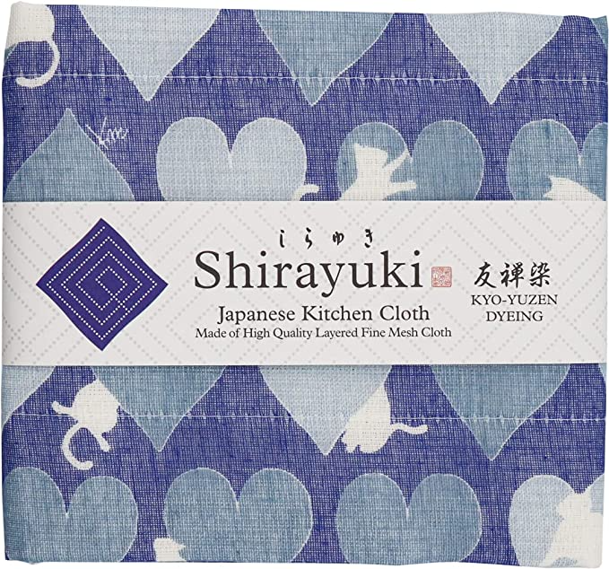 Shirayuki Japanese Fine Mesh Kitchen Cloth - Blueberry Cat